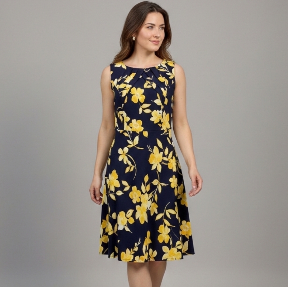 ALVX Floral yellow and blue dress size 10